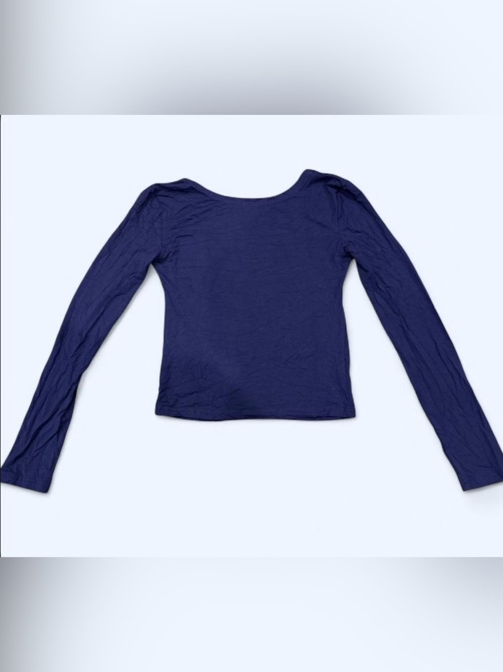 Simple Navy Long Sleeve Top with Open Back